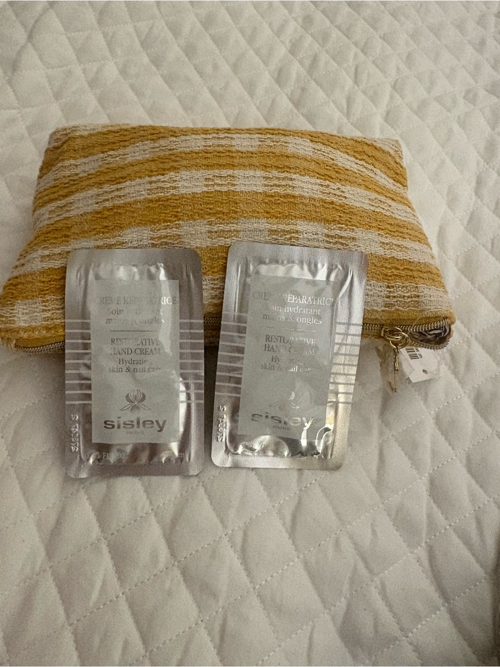 Sisley Silver Sachets with Yellow-White Striped Pouch